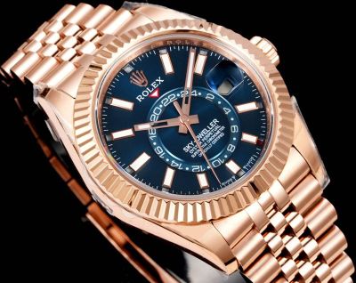 AR Factory Rolex Sky-dweller 42*14.5mm 316L Steel Rose Gold Jubilee Stainless Bracelet 9002 Movement Blue Face Watch